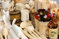 Wooden kitchen utensils close-up Royalty Free Stock Photo