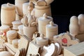 Wooden kitchen utensils in street market