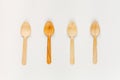 Wooden kitchen utensils on white background top view pattern Royalty Free Stock Photo