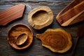 Wooden kitchenware wood board and plates