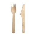Wooden knife and fork isolated