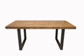 Wooden lacquered table with black metal legs