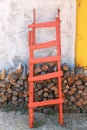 Wooden Ladder, Pile of Chopped Woods