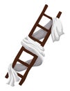 Wooden religious staircase decorated with white fabric, Vector illustration