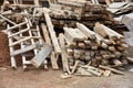 Wooden ladders and timbers stock photo