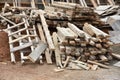 Wooden ladders and timbers stock photo