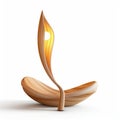 Wooden Lamp With Flowing Leaves And Global Illumination Style