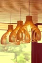 Wooden lampshades in modern interior