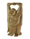 Wooden laughing man statue