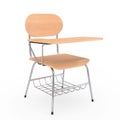 Wooden Lecture School or College Desk Table with Chair. 3d Rendering