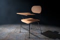 Wooden Lecture School or College Desk Table with Chair in the Volumetric Light. 3d Rendering
