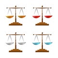 Wooden legal scales with metallic balance cups