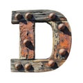 a wooden letter with rusty metal rivets Royalty Free Stock Photo