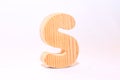 Wooden letter s carved from wood with a beautiful wooden texture Royalty Free Stock Photo