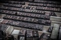 Wooden letters blocks from old letterpress alphabet used for typesetting Royalty Free Stock Photo