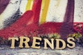 Wooden letters forming the word trends