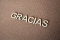 Wooden letters forming the words Gracias in Spanish