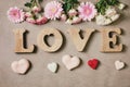Wooden letters love