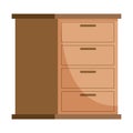 Wooden light brown chest of drawers. Furnishing for interior decoration of a living room or office