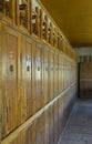Wooden lockers in Dachau Concentration Camp, Germany Royalty Free Stock Photo