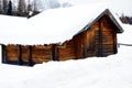 Wooden lodge, forest in Dolomiti mountains, in Cadore, Italy