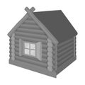 Wooden log cabin. Hut architectural structure single icon in monochrome style vector symbol stock illustration web.