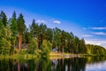 Wooden log cabin at the lake in summer in Finland Royalty Free Stock Photo