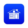 Wooden log house icon digital blue Royalty Free Stock Photo