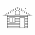 Wooden log house icon, outline style Royalty Free Stock Photo