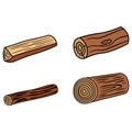 Wooden log icon vector set. Wood illustration sign collection. Tree symbol or logo. Royalty Free Stock Photo