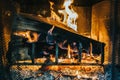 Wooden logs in a fireplace