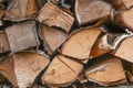 Wooden logs, firewood. Fuel. Harvesting firewood for the winter Royalty Free Stock Photo