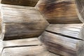 Wooden logs at the intersection in a rural house. Royalty Free Stock Photo