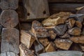 Wooden Logs outside the old wooden house