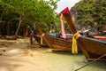 Wooden longtail boats, Thailand beach Royalty Free Stock Photo