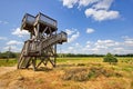 Wooden lookout tower on heathlands in the De Meinweg National Park, part of the Maas-Swalm-Nette park, the Netherlands Royalty Free Stock Photo