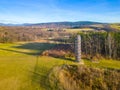 Wooden lookout tower in Hermanice from above