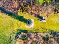 Wooden lookout tower in Hermanice from above