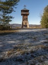 Wooden Lookout tower or observation tower Haj. Nova Bana. Slovakia