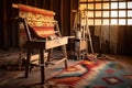 wooden loom with unfinished navajo rug Royalty Free Stock Photo