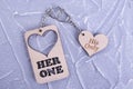 Wooden love key chain Royalty Free Stock Photo