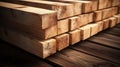 Wooden lumber, industrial wood, timber. Pine wood timber