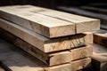 Wooden lumber, industrial wood, timber. Pine wood timber