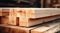 Wooden lumber, industrial wood, timber. Pine wood timber