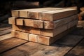 Wooden lumber, industrial wood, timber. Pine wood timber