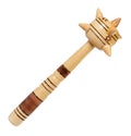 Wooden mace, medieval weapon. Decoration souvenir. Isolated