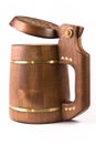 Wooden made beer mug.