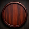 Wooden Mahogany Minimalistic Round Picture Frame. Royalty Free Stock Photo