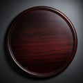 Wooden Mahogany Minimalistic Round Picture Frame. Royalty Free Stock Photo