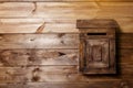 Wooden mailbox on wood wall background Royalty Free Stock Photo